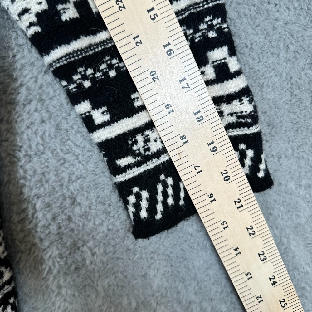 J.JILL Thick Knit Cotton Wool Blend Black & White‎ Pullover Mock Neck Sweater L - Picture 8 of 11